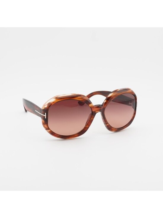 Tom Ford Georgia-02 FT1011 55F Sunglasses Havana Round Frame, Brown Lenses main image 6
